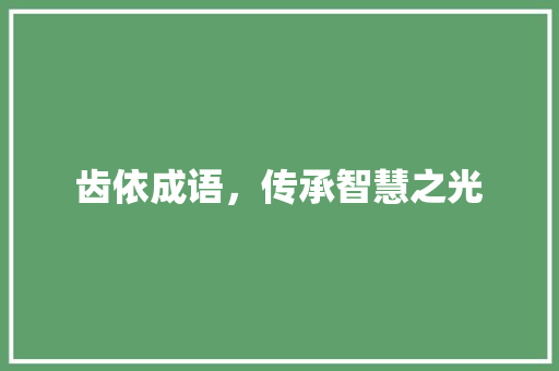 齿依成语，传承智慧之光 英语单词