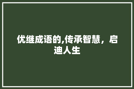 优继成语的,传承智慧，启迪人生