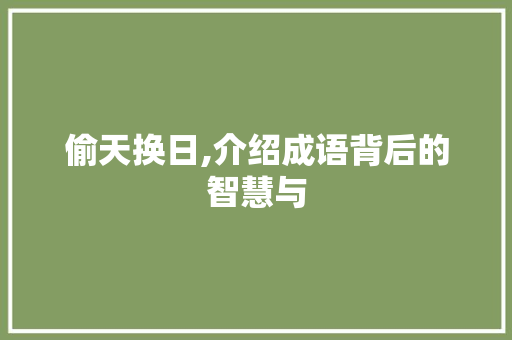 偷天换日,介绍成语背后的智慧与