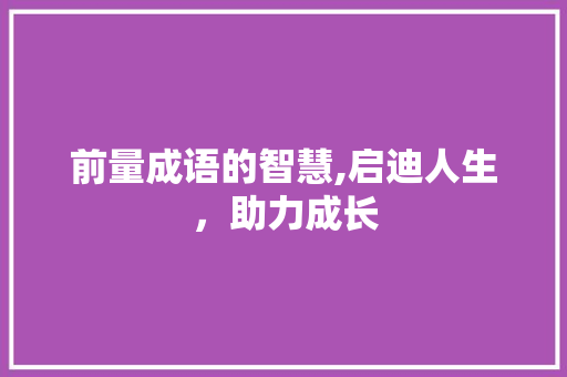 前量成语的智慧,启迪人生，助力成长