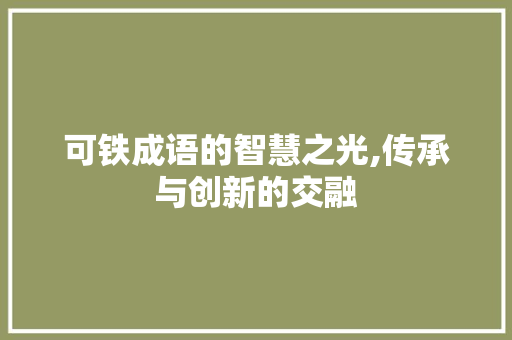 可铁成语的智慧之光,传承与创新的交融