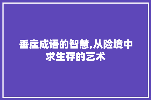 垂崖成语的智慧,从险境中求生存的艺术