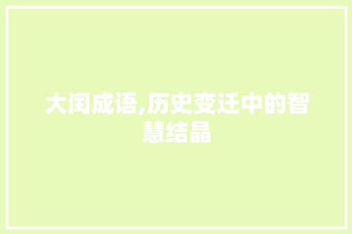 大闰成语,历史变迁中的智慧结晶
