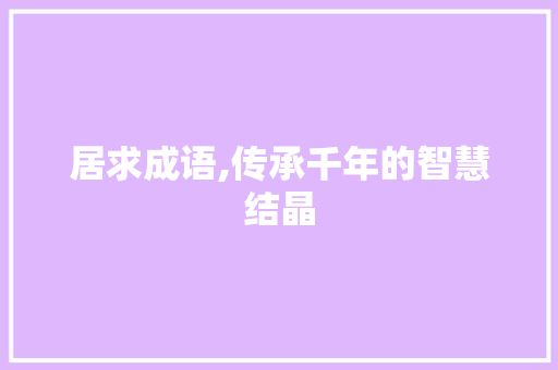 居求成语,传承千年的智慧结晶 反义词汇