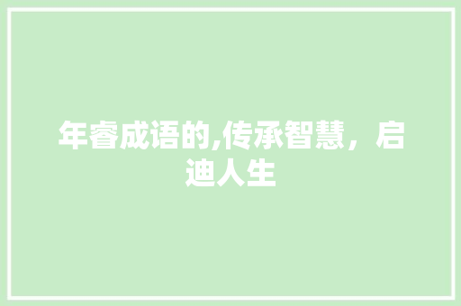 年睿成语的,传承智慧，启迪人生 近义词汇