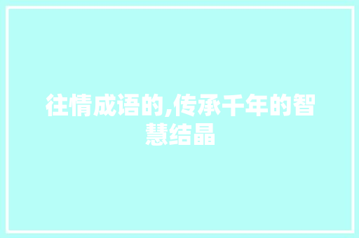 往情成语的,传承千年的智慧结晶 古代典籍