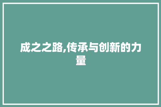 成之之路,传承与创新的力量 成语汇编