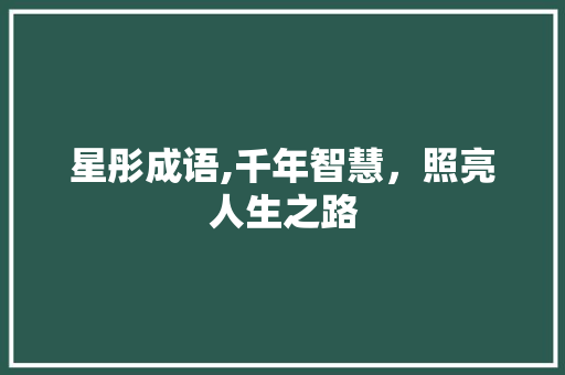 星彤成语,千年智慧，照亮人生之路