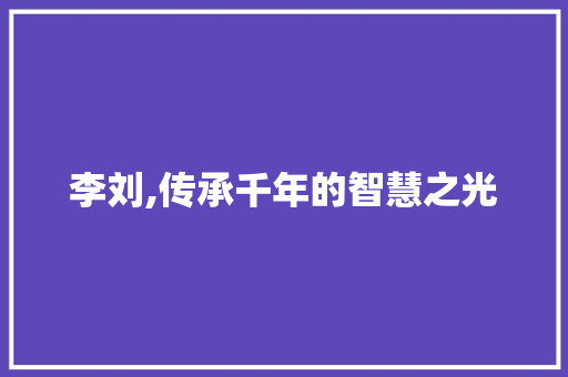 李刘,传承千年的智慧之光