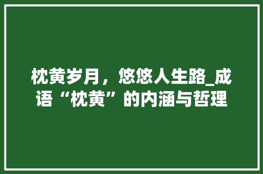 枕黄岁月，悠悠人生路_成语“枕黄”的内涵与哲理 反义词汇