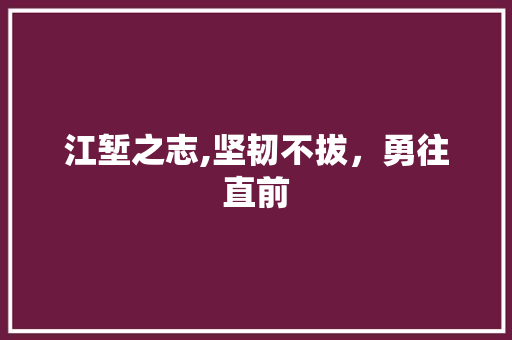 江堑之志,坚韧不拔，勇往直前