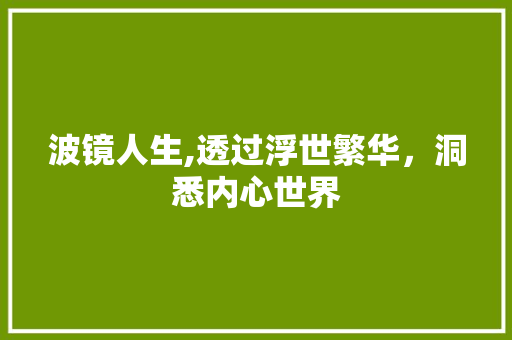 波镜人生,透过浮世繁华，洞悉内心世界 汉字拼音