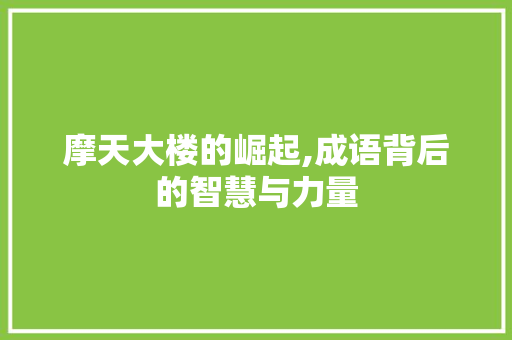 摩天大楼的崛起,成语背后的智慧与力量