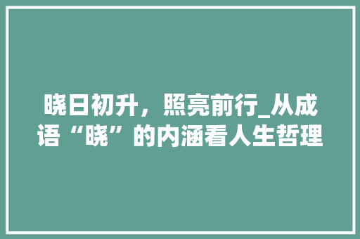 晓日初升，照亮前行_从成语“晓”的内涵看人生哲理