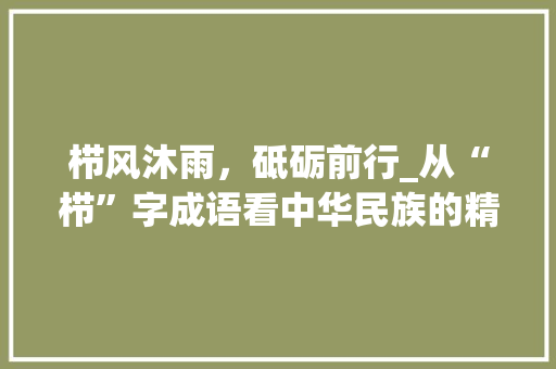 栉风沐雨，砥砺前行_从“栉”字成语看中华民族的精神风貌
