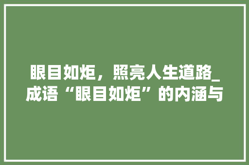 眼目如炬，照亮人生道路_成语“眼目如炬”的内涵与价值