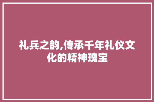 礼兵之韵,传承千年礼仪文化的精神瑰宝