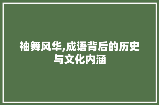 袖舞风华,成语背后的历史与文化内涵