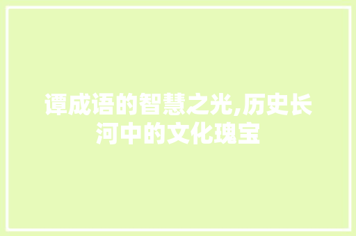 谭成语的智慧之光,历史长河中的文化瑰宝