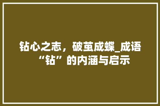 钻心之志，破茧成蝶_成语“钻”的内涵与启示