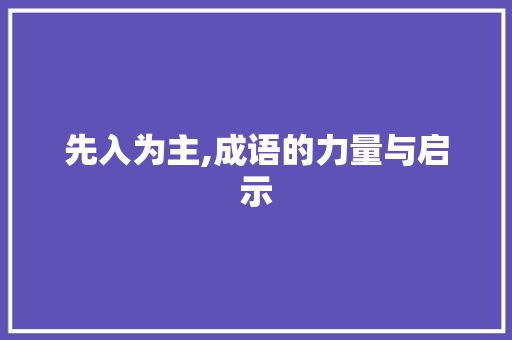 先入为主,成语的力量与启示