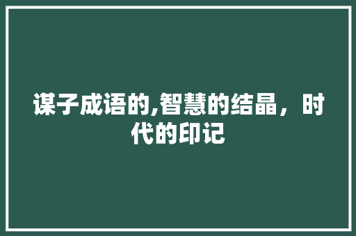谋子成语的,智慧的结晶，时代的印记