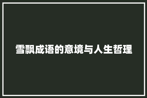 雪飘成语的意境与人生哲理