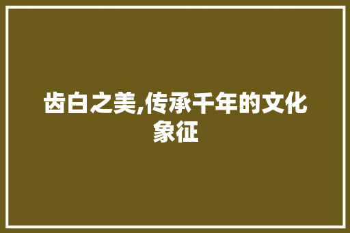 齿白之美,传承千年的文化象征