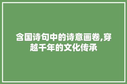 含国诗句中的诗意画卷,穿越千年的文化传承