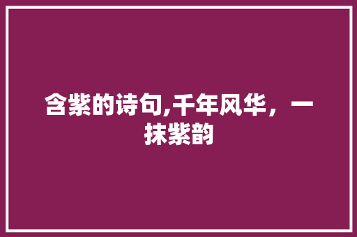 含紫的诗句,千年风华，一抹紫韵