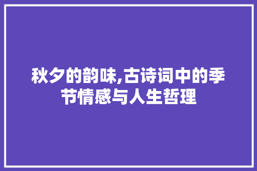 秋夕的韵味,古诗词中的季节情感与人生哲理