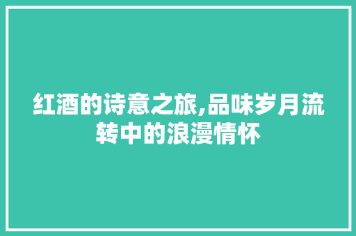 红酒的诗意之旅,品味岁月流转中的浪漫情怀