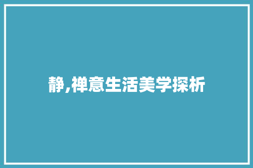 静,禅意生活美学探析 短语