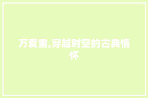 万爱重,穿越时空的古典情怀