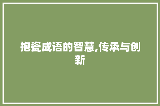 抱瓷成语的智慧,传承与创新