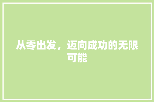 从零出发，迈向成功的无限可能