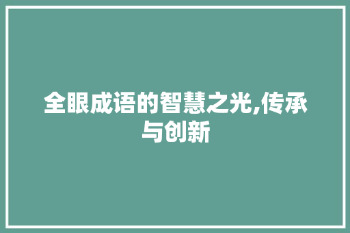 全眼成语的智慧之光,传承与创新