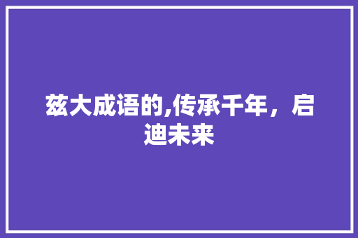 兹大成语的,传承千年，启迪未来