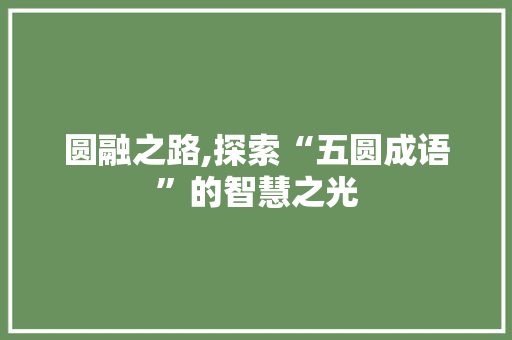 圆融之路,探索“五圆成语”的智慧之光 英语单词