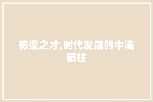栋梁之才,时代发展的中流砥柱