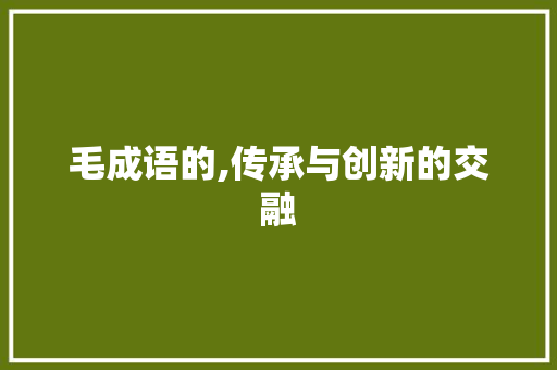 毛成语的,传承与创新的交融 诗词佳句