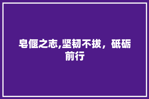 皂偃之志,坚韧不拔，砥砺前行