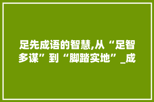 足先成语的智慧,从“足智多谋”到“脚踏实地”_成语中的处世哲学