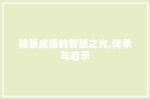 陵暴成语的智慧之光,传承与启示