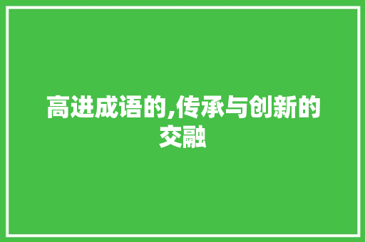 高进成语的,传承与创新的交融