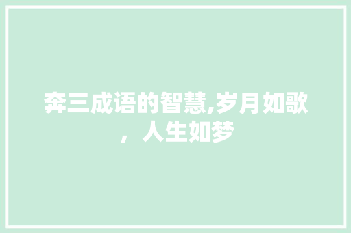 奔三成语的智慧,岁月如歌，人生如梦