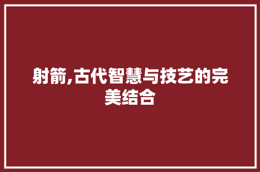射箭,古代智慧与技艺的完美结合