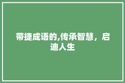 带捷成语的,传承智慧，启迪人生