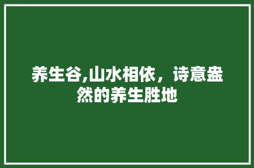 养生谷,山水相依，诗意盎然的养生胜地