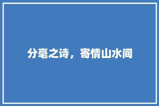 分毫之诗，寄情山水间 古代典籍